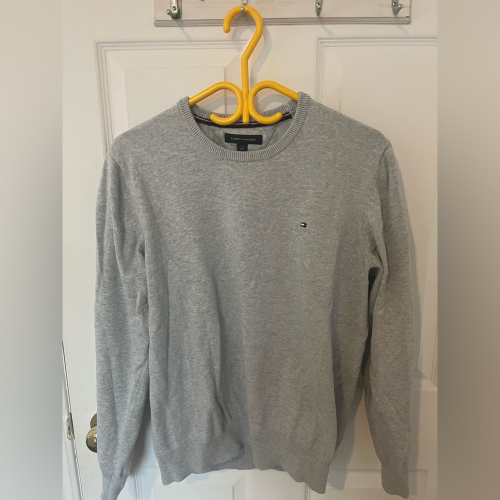 Tommy Hilfiger Light Gray Crewneck Sweater 100% coton